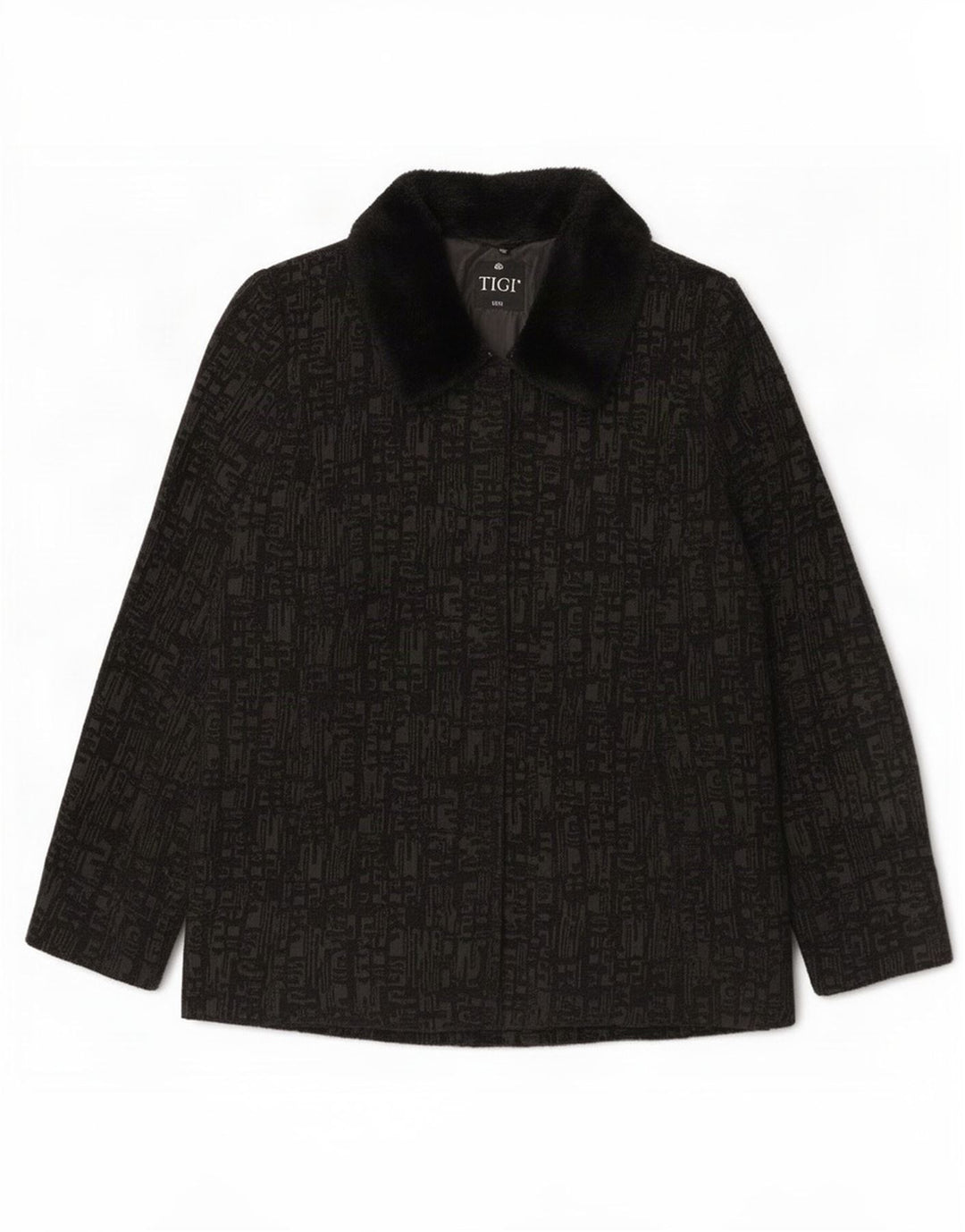 Jachetă Bomber pentru femei Tigi Marea Britanie 14/16 Poliester geometric negru mare