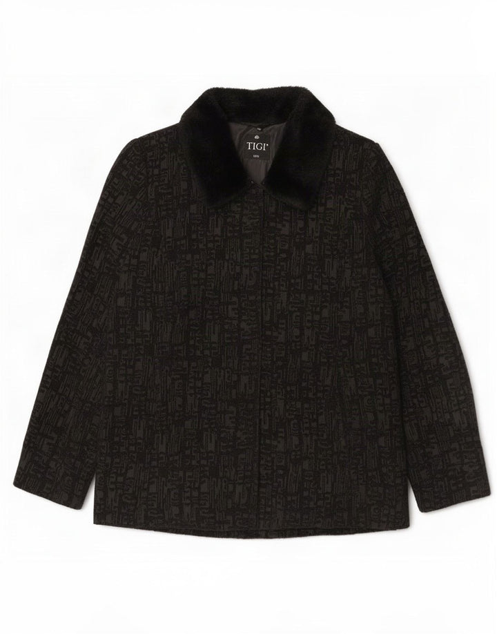 Jachetă Bomber pentru femei Tigi Marea Britanie 14/16 Poliester geometric negru mare
