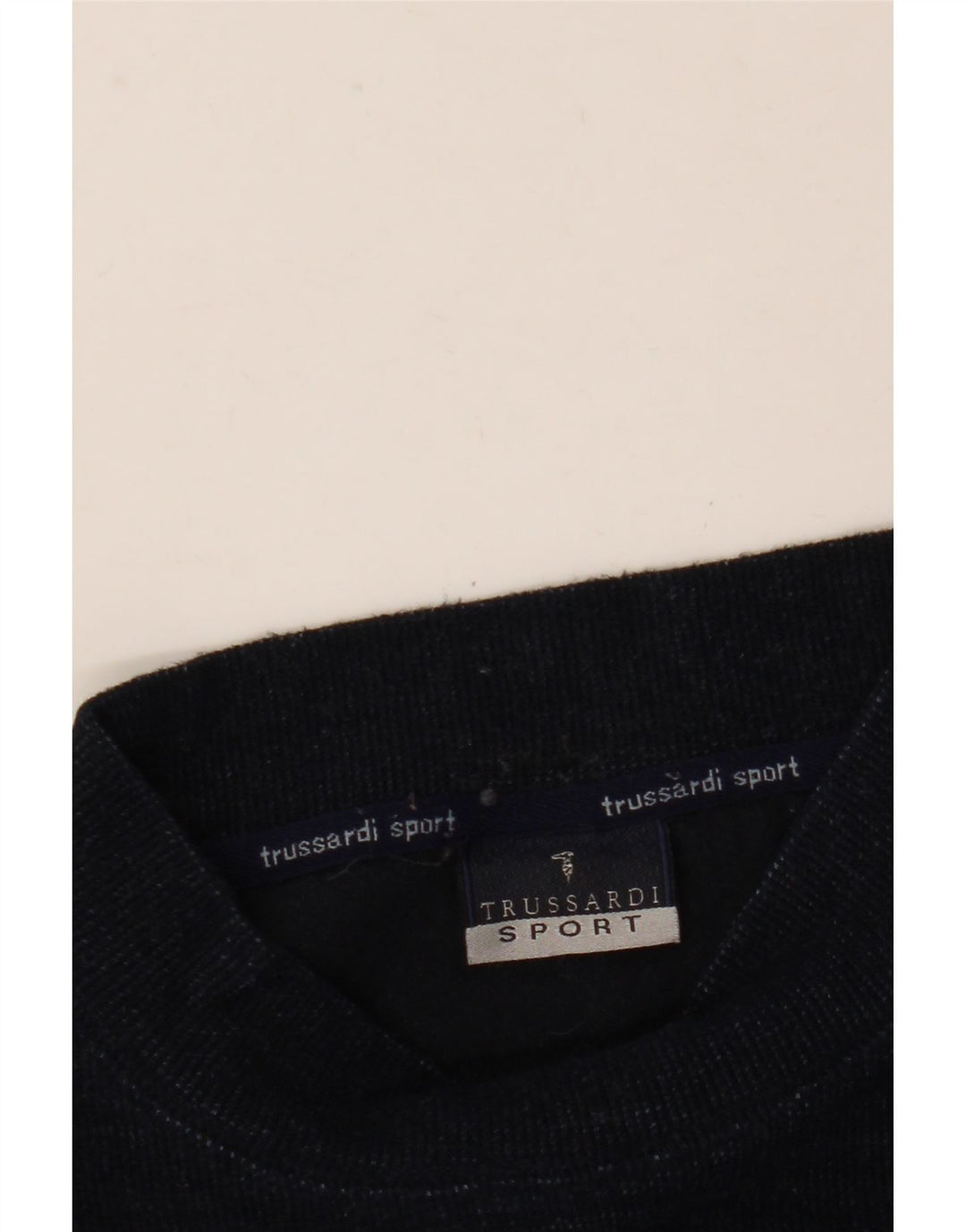 TRUSSARDI Pulover cu grafică pentru bărbați cu gât țestoasă, lână mare, albastru