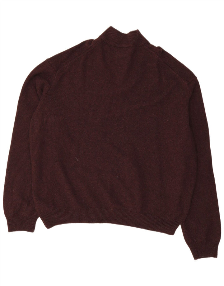 MARKS & SPENCER Pulover pentru bărbați, cu fermoar, cu gât, 4XL, lână burgundă