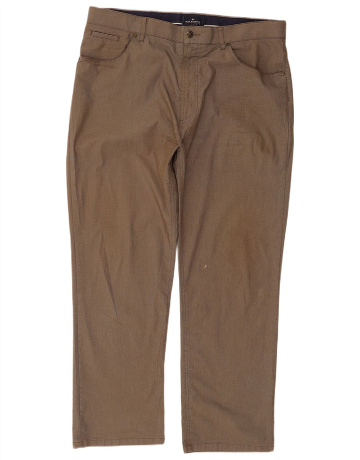 Pantaloni chino pentru bărbați Marks & Spencer Blue Harbour W38 L29 Brown Check