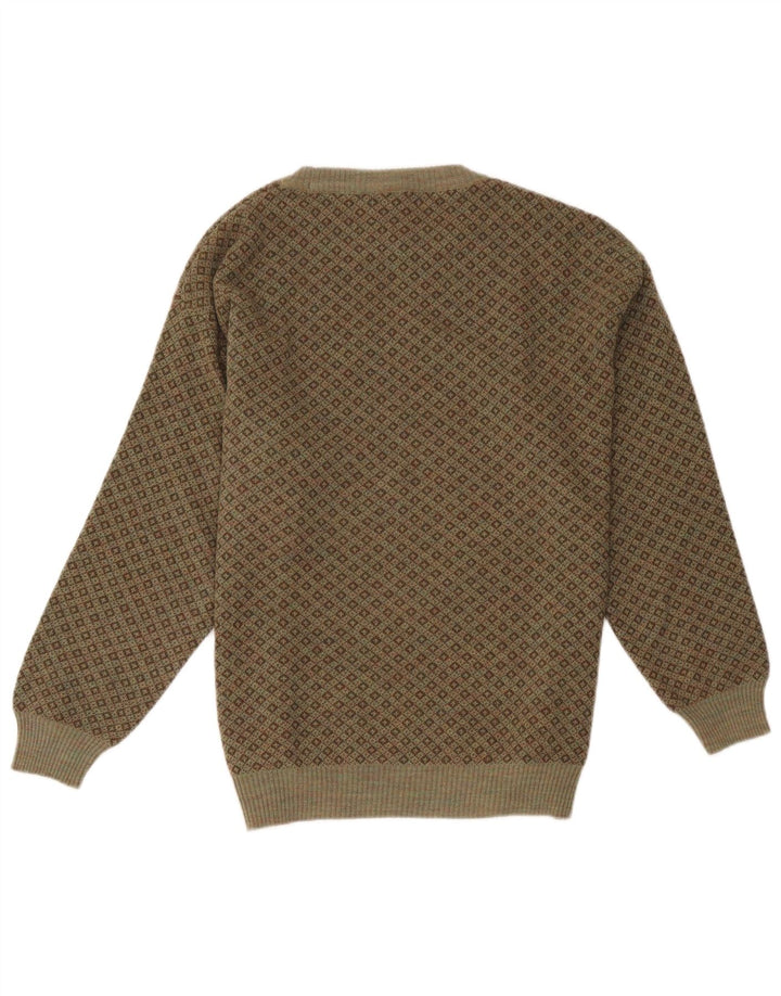 Pulover Rodes pentru bărbați, cu gât roșu, XL Kaki, lână geometrică