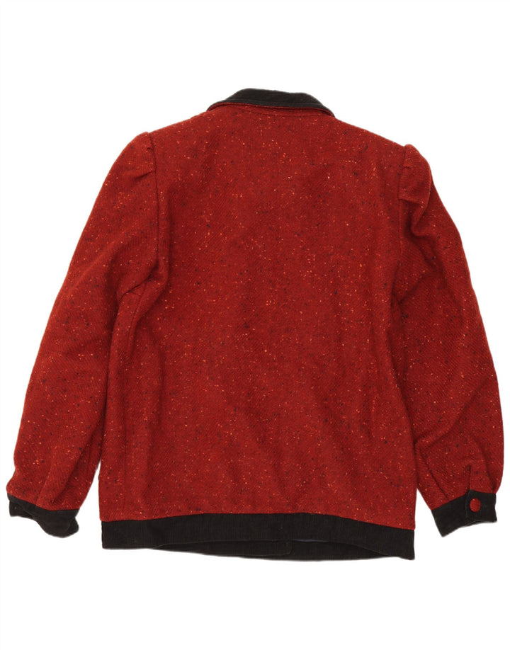 Jachetă Bomber Vintage pentru femei UK 16 Lung Burgundy Flecked