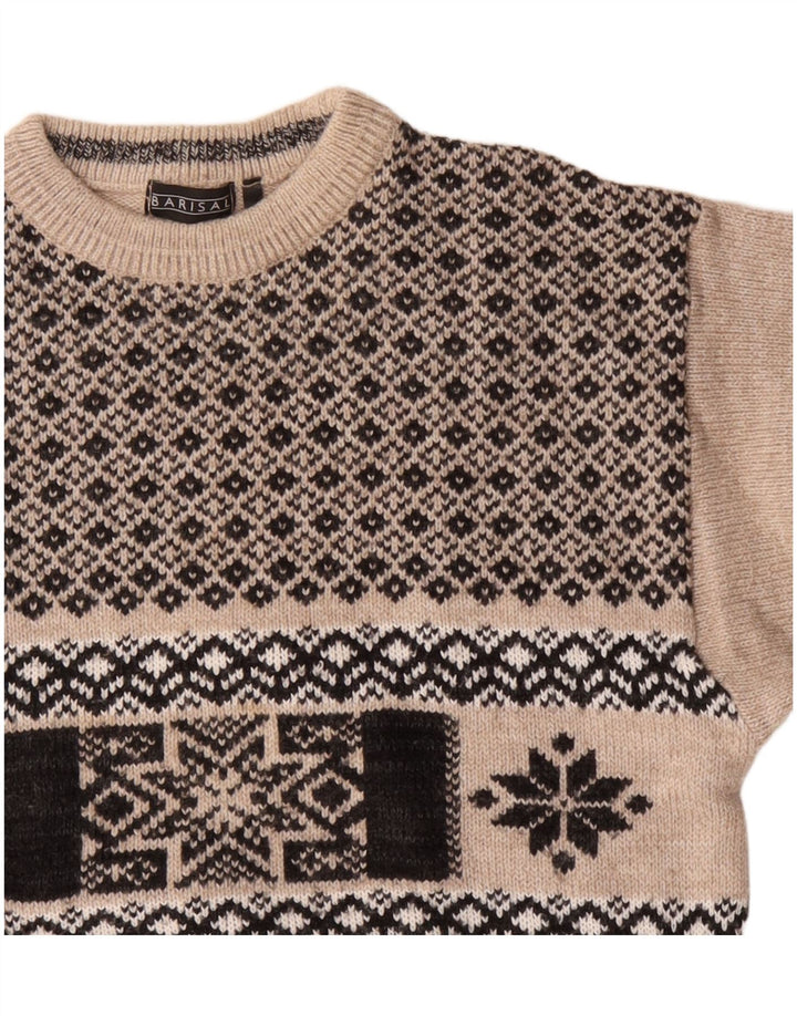 Pulover Barisal pentru bărbați cu gât de barcă, mediu, bej, fair Isle, poliacrilic