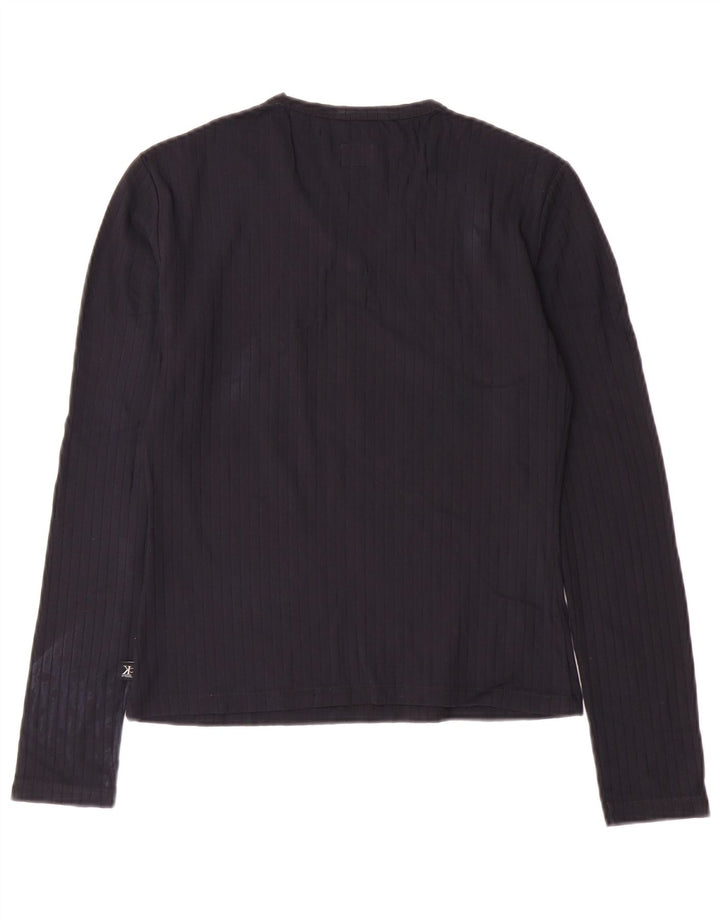 CALVIN KLEIN JEANS Top pentru femei cu mânecă lungă UK 12 Mediu Bleumarin Poliamidă