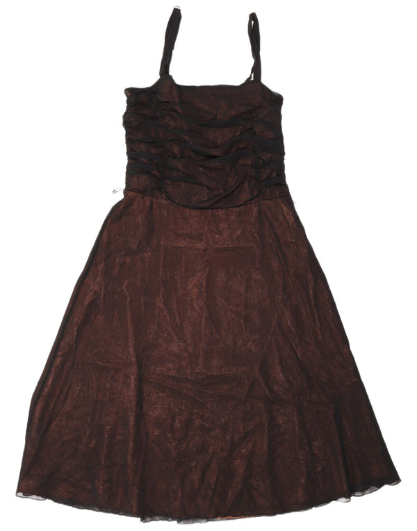 Marks & Spencer Womens Autograph Sleeveless A-Line Dress UK 14 Medium Brown