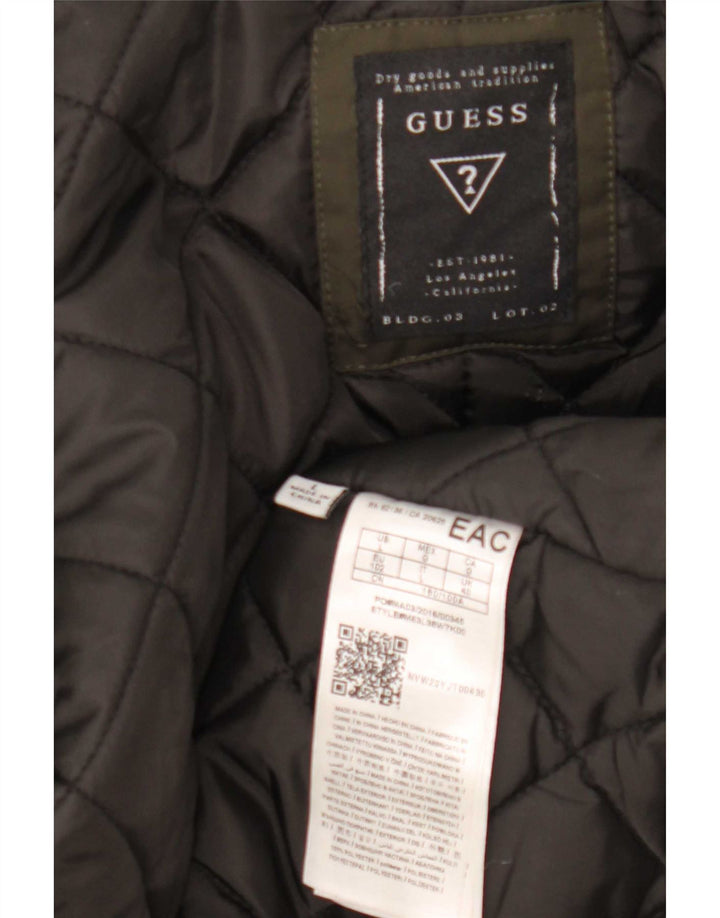 Jachetă parka cu glugă militară Guess pentru bărbați UK 40 Poliester kaki mare