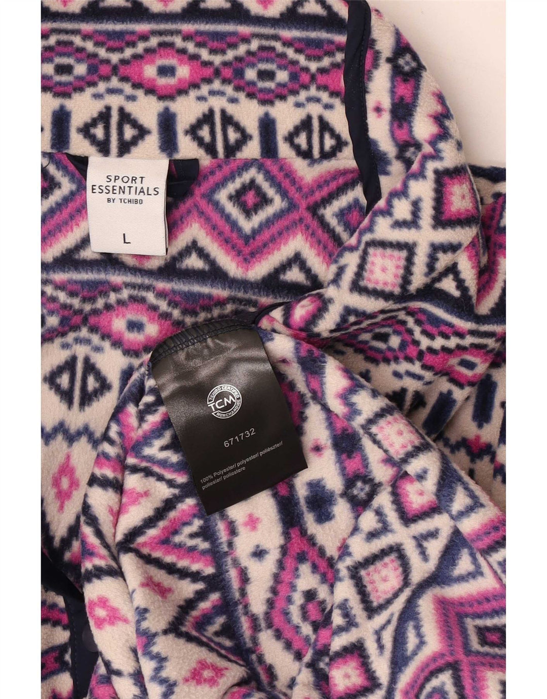 Pulover pentru femei Tchibo, cu gât cu nasturi, fleece UK 16, mare, multicolor, Fair Isle