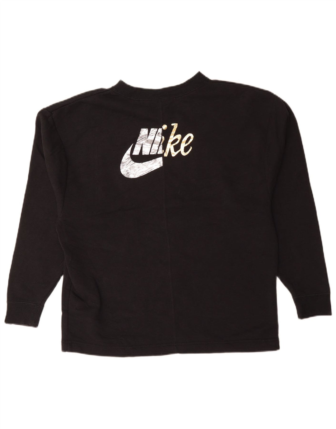 Pulover supradimensionat cu grafic Nike pentru femei UK 10 Bumbac negru mic