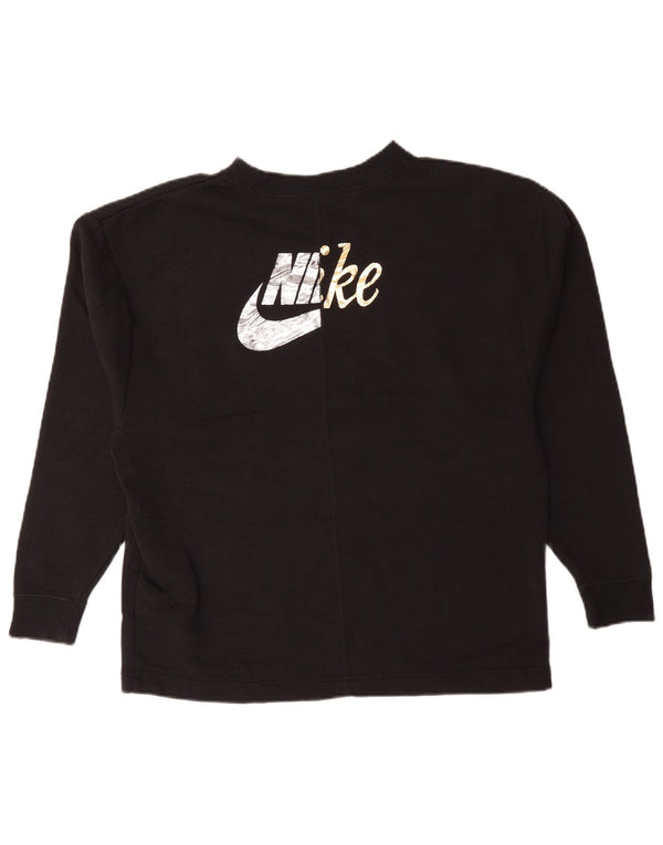 Pulover supradimensionat cu grafic Nike pentru femei UK 10 Bumbac negru mic