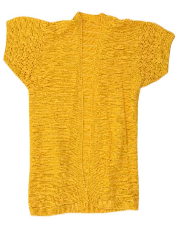Pulover Cardigan cu mânecă scurtă pentru femei Vintage UK 8 Mic Galben
