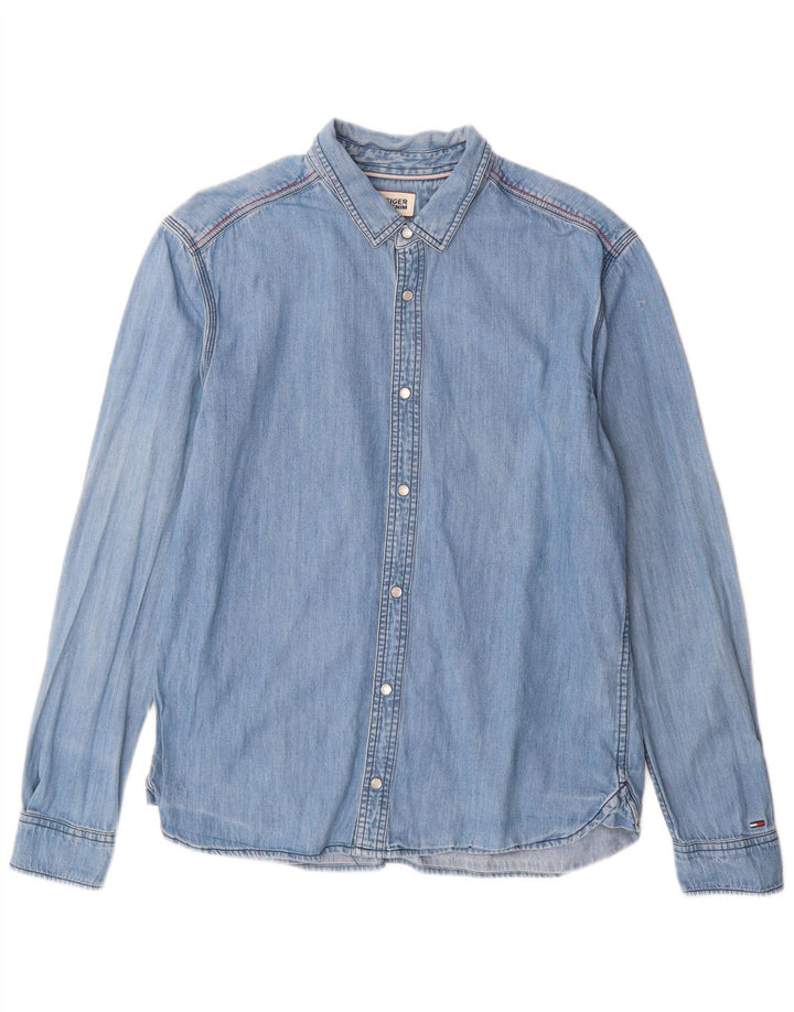 Cămașă denim Tommy Hilfiger pentru bărbați, mare, albastru, bumbac