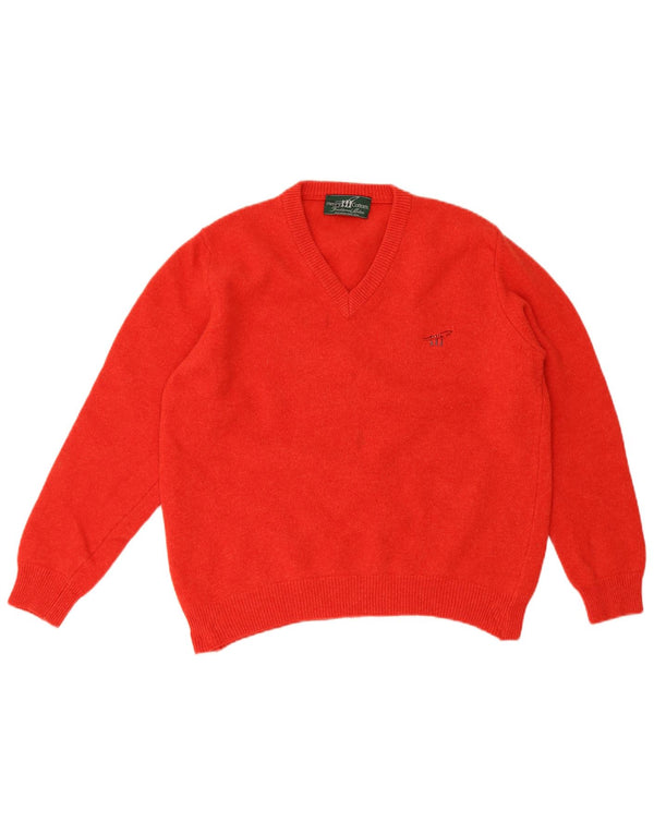Pulover cu decolteu în V Henry Cottons pentru femei UK 18 XL Lână roșie