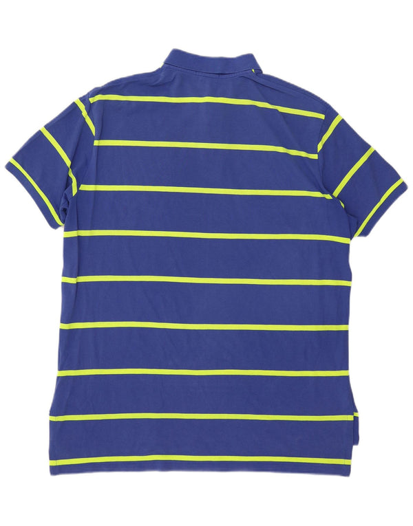 POLO RALPH LAUREN Mens Custom Fit Polo Shirt XL Blue Striped Cotton