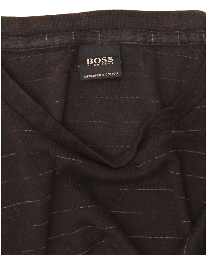 Top pentru bărbați HUGO BOSS cu mânecă lungă, mare, negru, cu dungi, bumbac