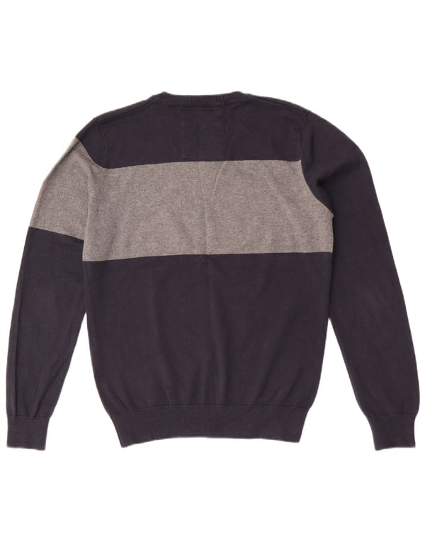 Pulover Jack & Jones pentru bărbați, cu decolteu în V, din bumbac color-block, albastru bleumarin mediu