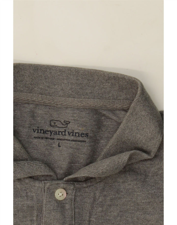 VINEYARD VINES Mens Polo Shirt Large Grey Cotton Vintage Vineyard Vines and Second-Hand Vineyard Vines from Messina Hembry 