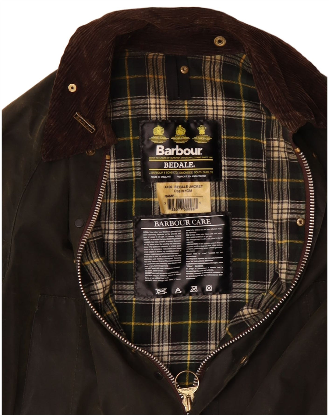 Jachetă pentru bărbați BARBOUR Bedale din bumbac cerat UK 38 Medium Khaki