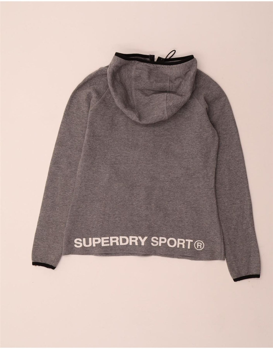 SUPERDRY Pulover cu glugă cu fermoar și cu fermoar pentru femei UK 10 Gri mic