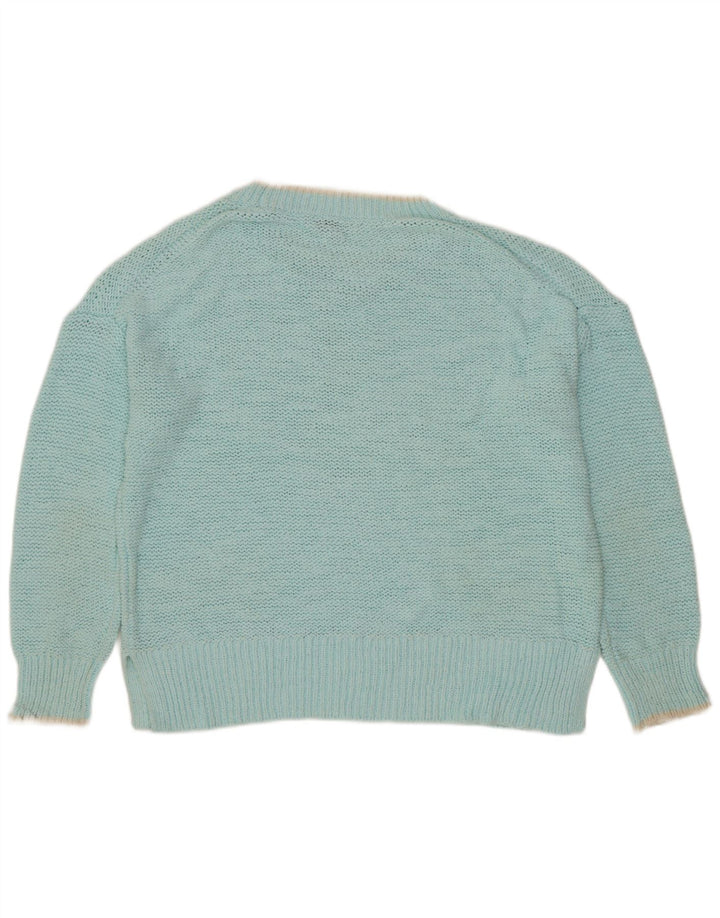 J. CREW Pulover supradimensionat pentru femei cu gât de barcă UK 14 Turcoaz mediu