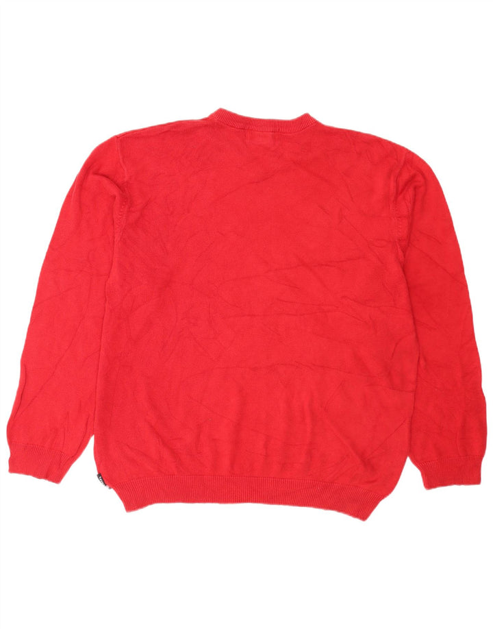 Pulover pentru bărbați Chaps cu decolteu în V, mare, roșu, din bumbac color bloc