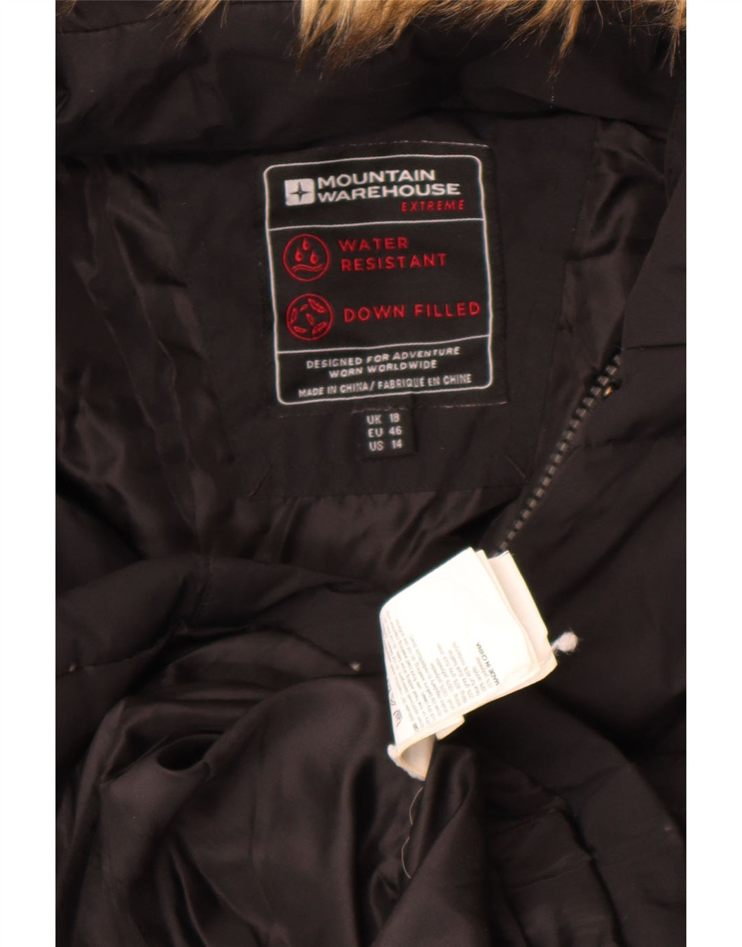 Manton căptușit cu glugă pentru femei Mountain Warehouse UK 18 XL Poliester negru