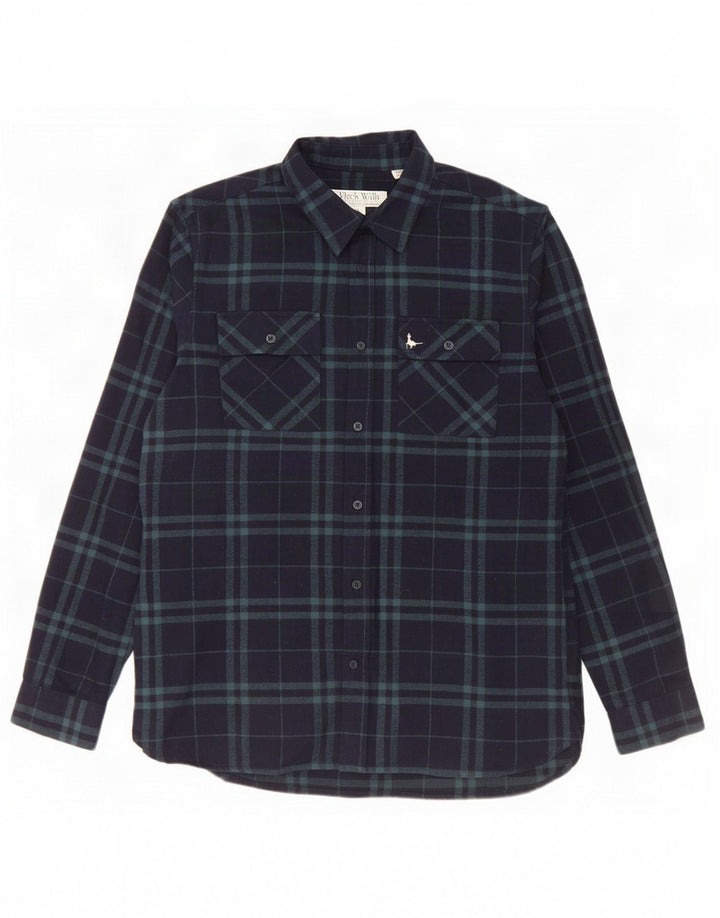 Cămașă Jack Wills pentru bărbați, cu tăiere clasică, din flanel, din bumbac cu carouri, albastru bleumarin