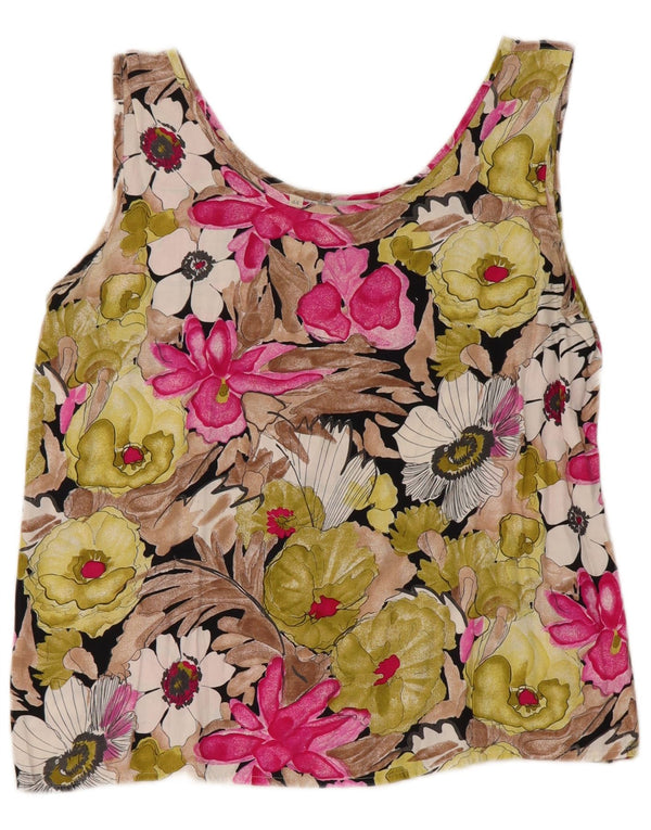 Vintage Womens Crop Sleeveless Blouse Top IT 44 Medium Multicoloured Floral