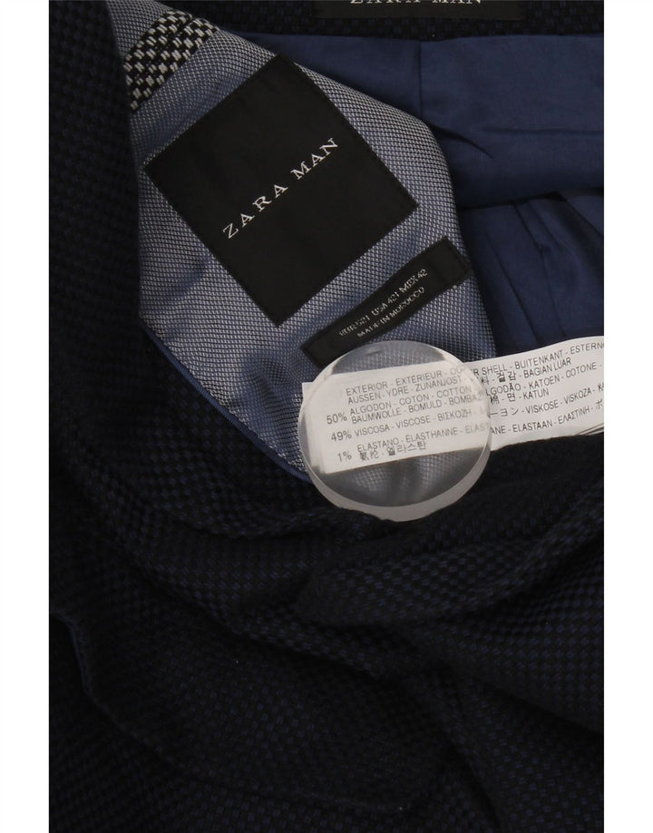 Blazer pentru bărbați Zara cu 2 nasturi EU 52 Mare Bumbac bleumarin