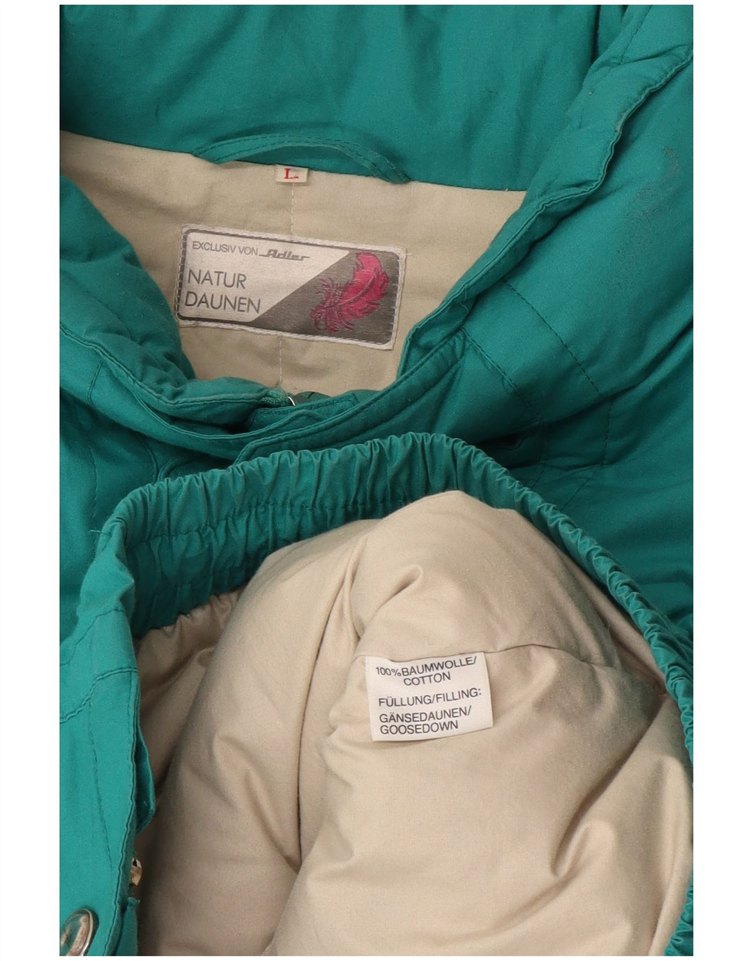 Jachetă căptușită vintage pentru bărbați UK 40 mare, bumbac turcoaz