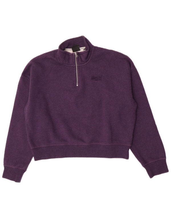 Pulover oversized crop Superdry pentru femei UK 14 mare violet
