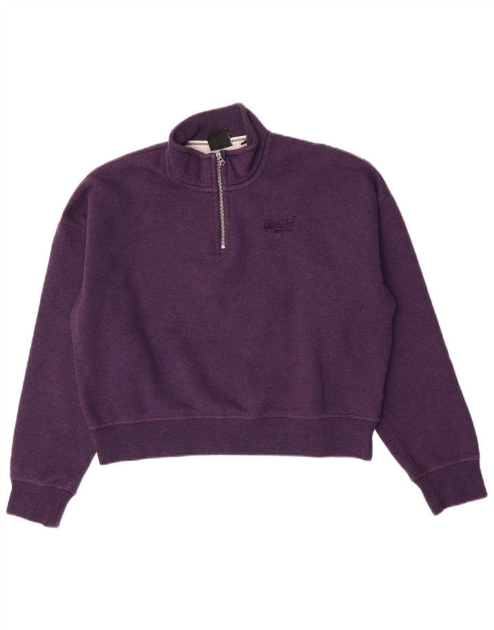Pulover oversized crop Superdry pentru femei UK 14 mare violet