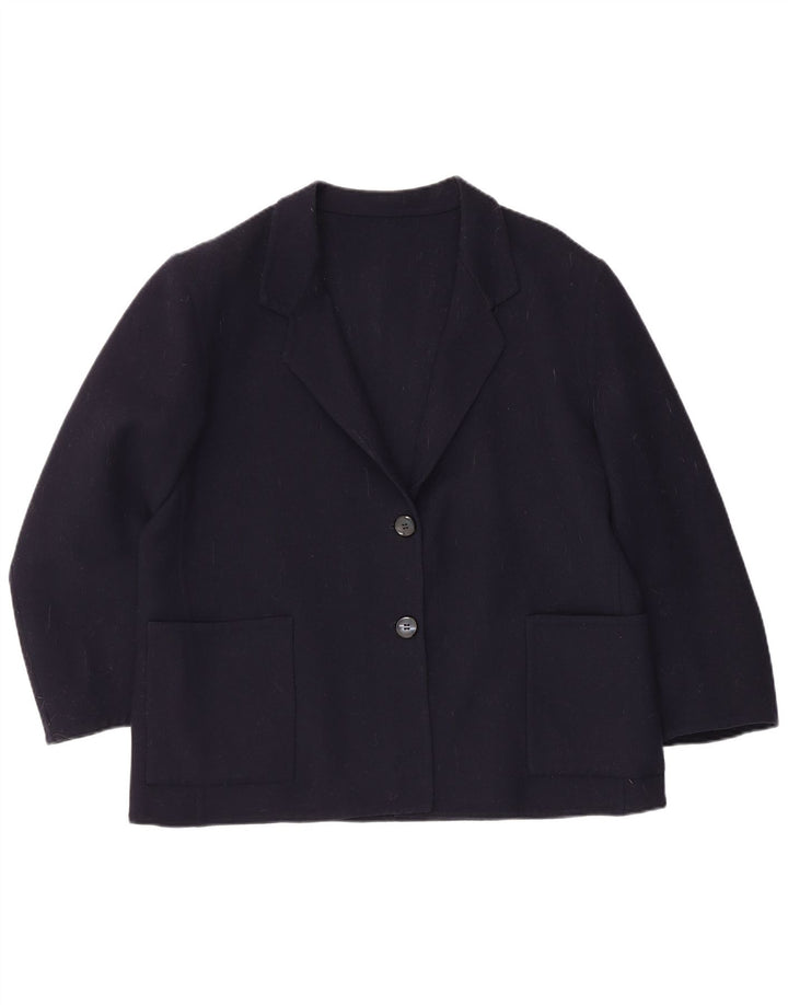 Jachetă blazer pentru femei Piacenza, mânecă 3/4, 2 nasturi, UK 16, mare, bleumarin