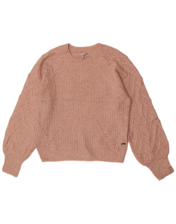 Pulover de damă Joules, supradimensionat, cu gât de barcă, UK 10, mic, roz, pete