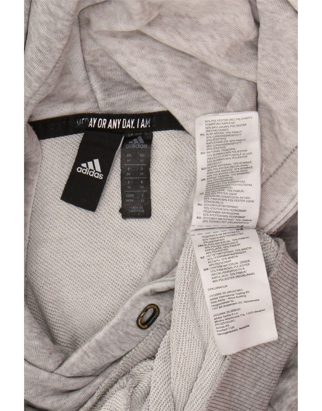 ADIDAS Mens Graphic Hoodie Jumper Medium Grey Cotton