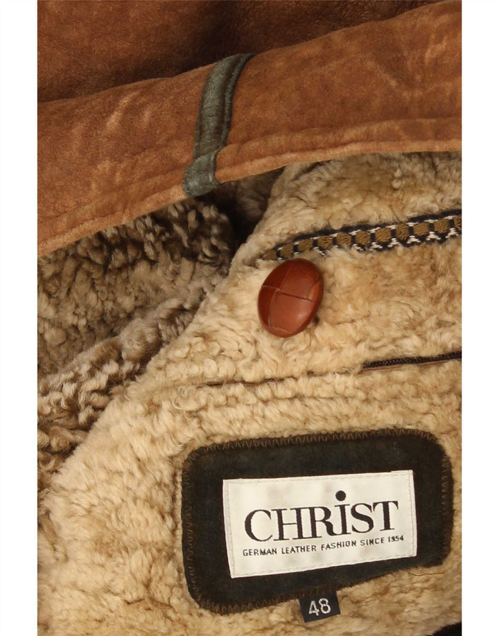 Jachetă din shearling pentru bărbați Christ IT 48 din piele maro medie