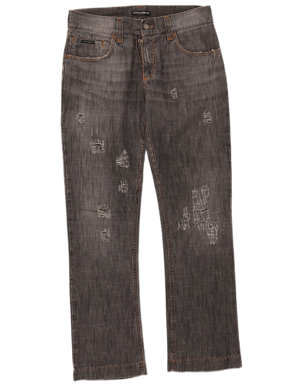 Dolce & Gabbana Blugi Distressed drepte pentru femei IT 48 XL W34 L34 gri