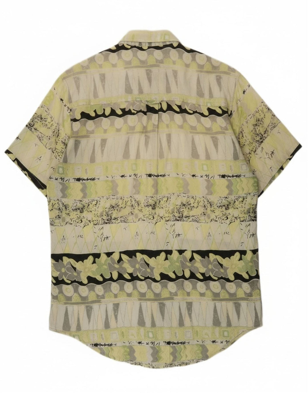 Cămașă Vintage pentru bărbați cu mânecă scurtă, verde mediu, geometrică