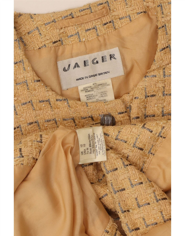 Sacou Jaeger pentru femei, cu 5 nasturi, UK 12, bumbac geometric galben mediu