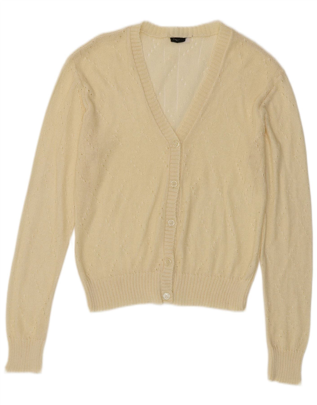 Pulover Cardigan Vintage pentru Damă IT 44 Galben Mediu Acrilic