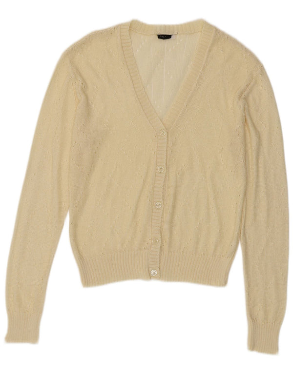 Pulover Cardigan Vintage pentru Damă IT 44 Galben Mediu Acrilic