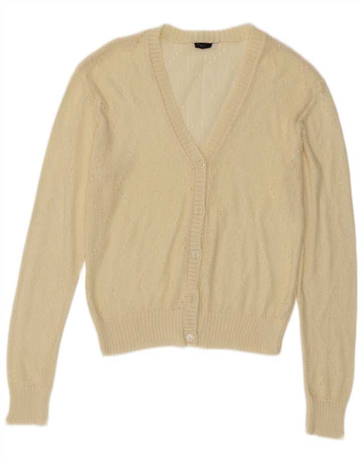 Pulover Cardigan Vintage pentru Damă IT 44 Galben Mediu Acrilic