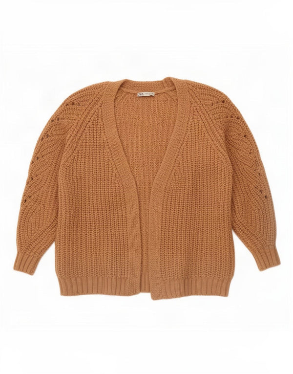 Pulover cardigan deschis supradimensionat pentru femei Zara UK 6 XS maro acrilic