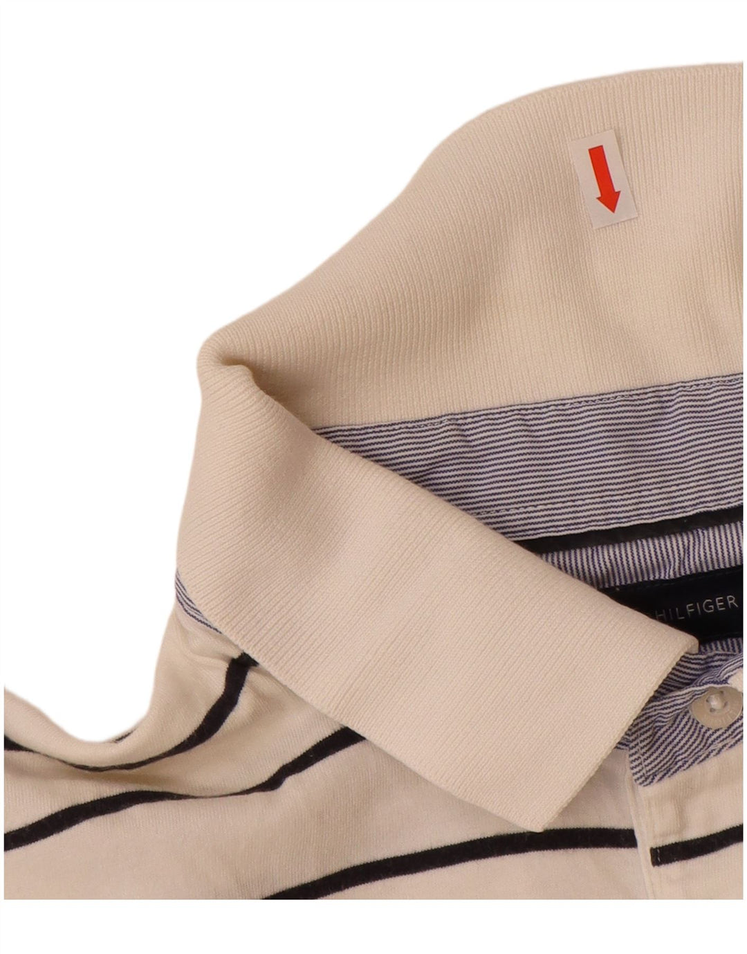 Tricou polo TOMMY HILFIGER pentru bărbați, mare, bumbac cu dungi alb