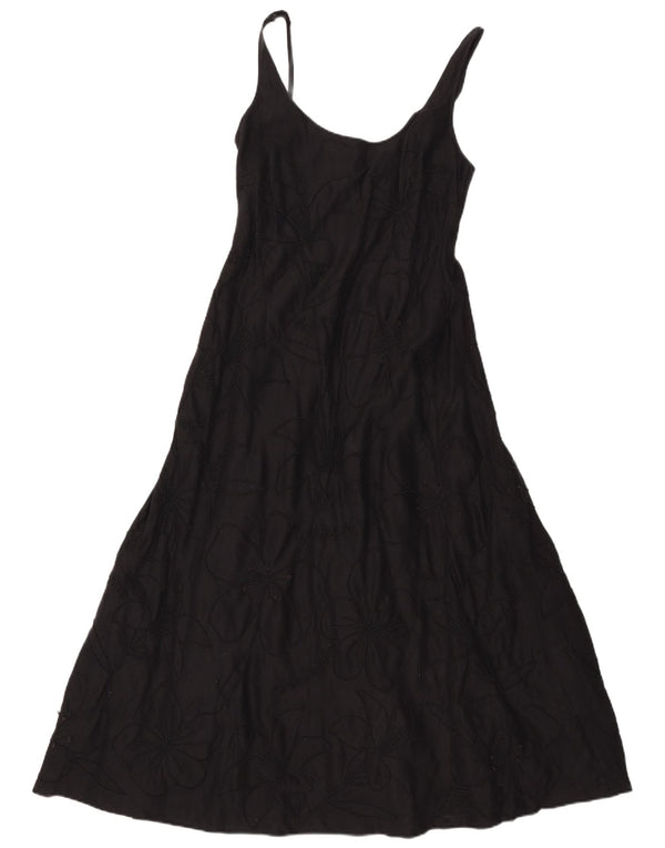 Rochie maxi fără mâneci pentru femei Jaeger UK 12 Medium Black Floral Line
