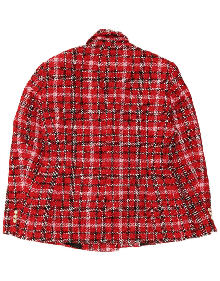 Blazer pentru femei Zara, cu două piept, UK 18, XL, roșu, check