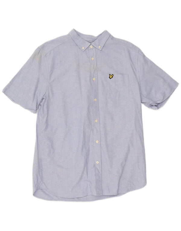 Cămașă cu mânecă scurtă Lyle & Scott pentru bărbați, bumbac albastru mare