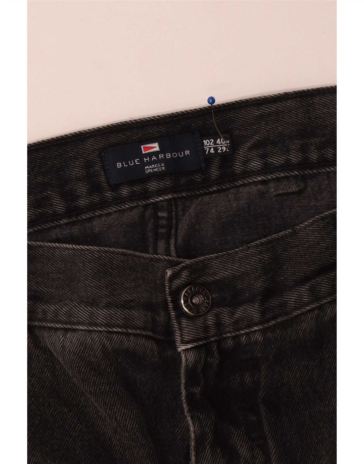 Blugi drepti pentru bărbați Marks & Spencer Blue Harbour W40 L29 bumbac negru