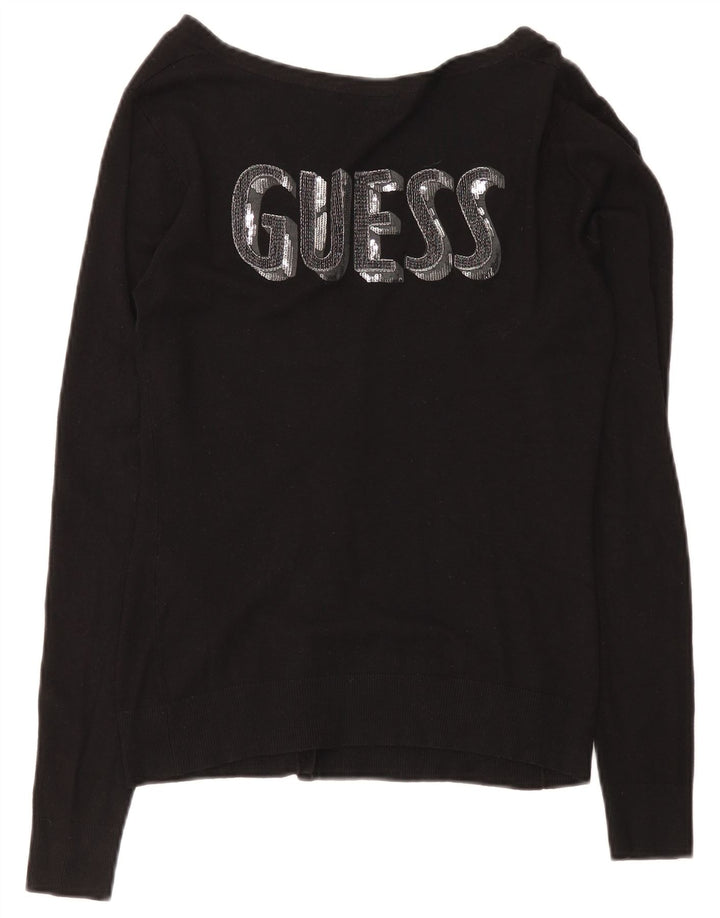 Pulover cardigan grafic Guess pentru femei UK 8 Small Black Viscose