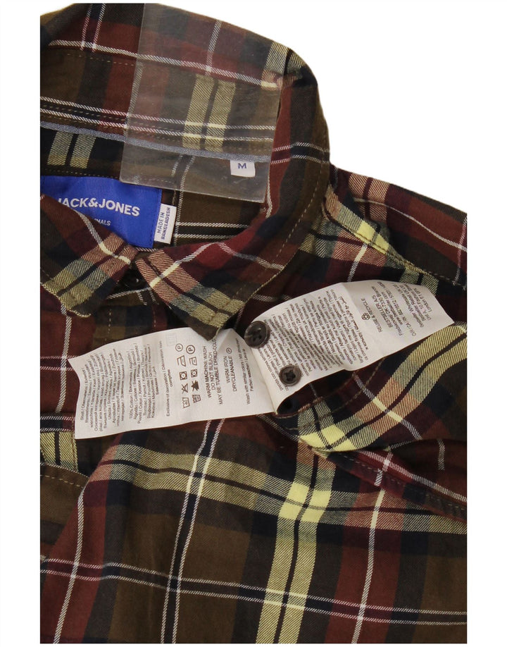Cămașă de flanel Jack & Jones pentru bărbați, bumbac cu carouri verde mediu